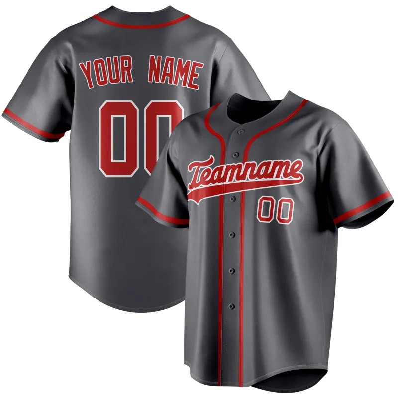 Custom Steel Gray & Red Color Fan Baseball Jersey sold by Tailorly