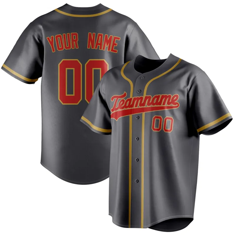 Custom Steel Gray & Red Color Fan Baseball Jersey sold by Tailorly