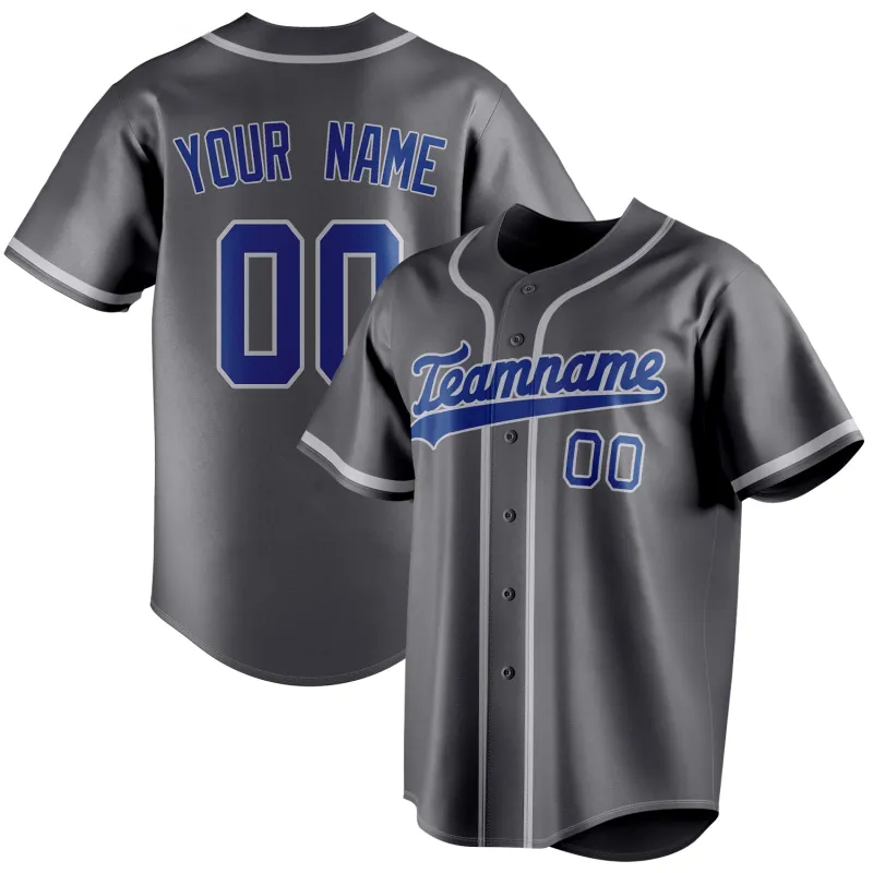 Custom Steel Gray & Royal Color Fan Baseball Jersey sold by Tailorly