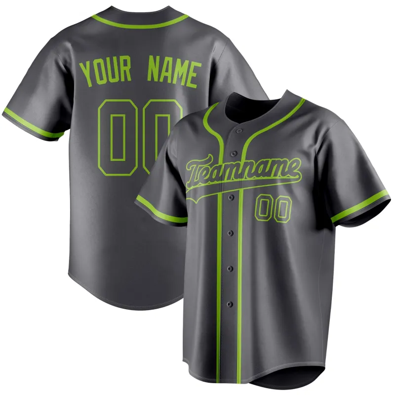Custom Steel Gray & Neon Green Color Fan Baseball Jersey sold by Tailorly