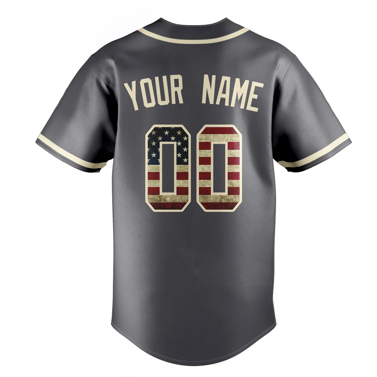 Custom Steel Gray & Cream Vintage USA Flag Fan Baseball Jersey sold by Tailorly product image thumbnail 4