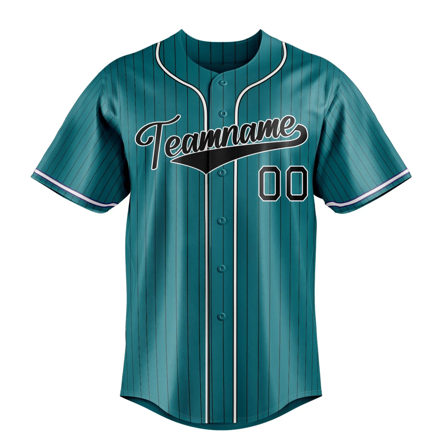 Custom Teal & Black Black Pinstripe Fan Baseball Jersey sold by Tailorly product image thumbnail 2