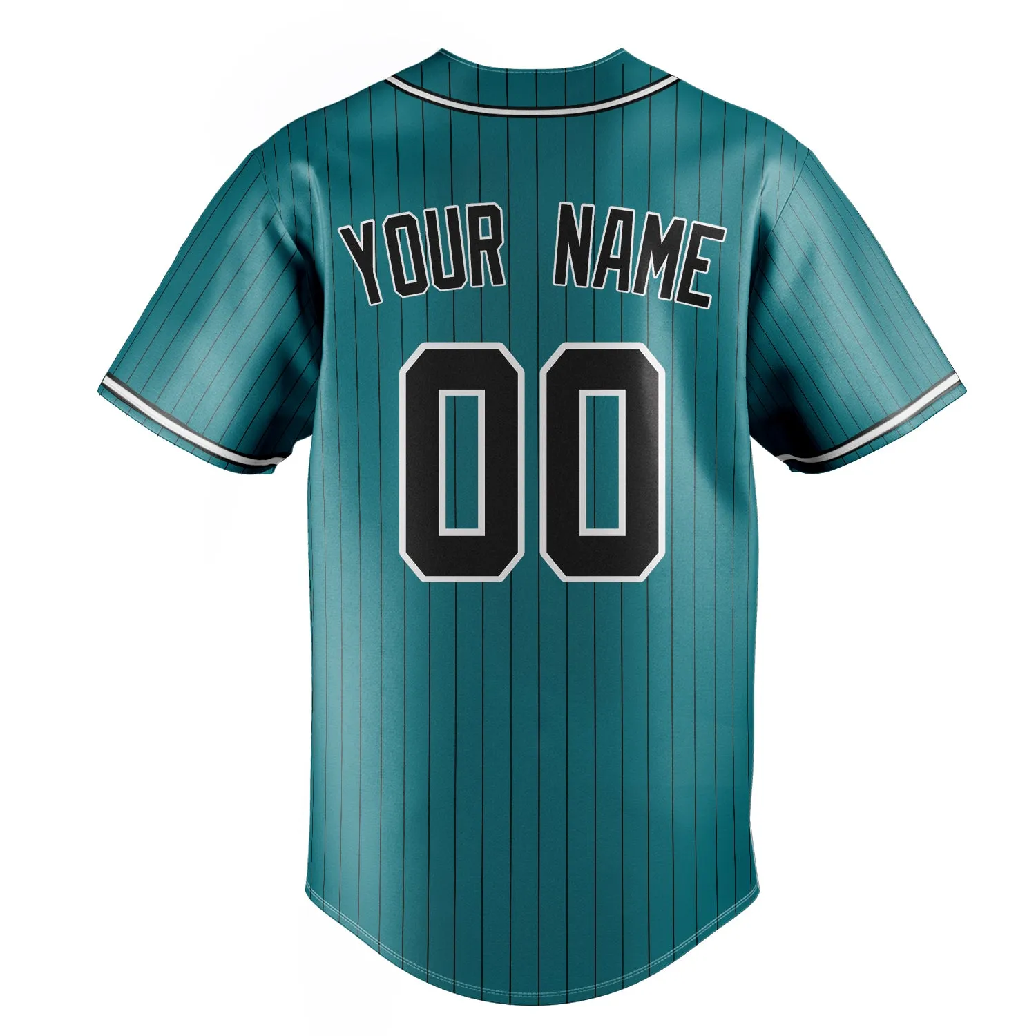 Custom Teal & Black Black Pinstripe Fan Baseball Jersey sold by Tailorly product image thumbnail 4