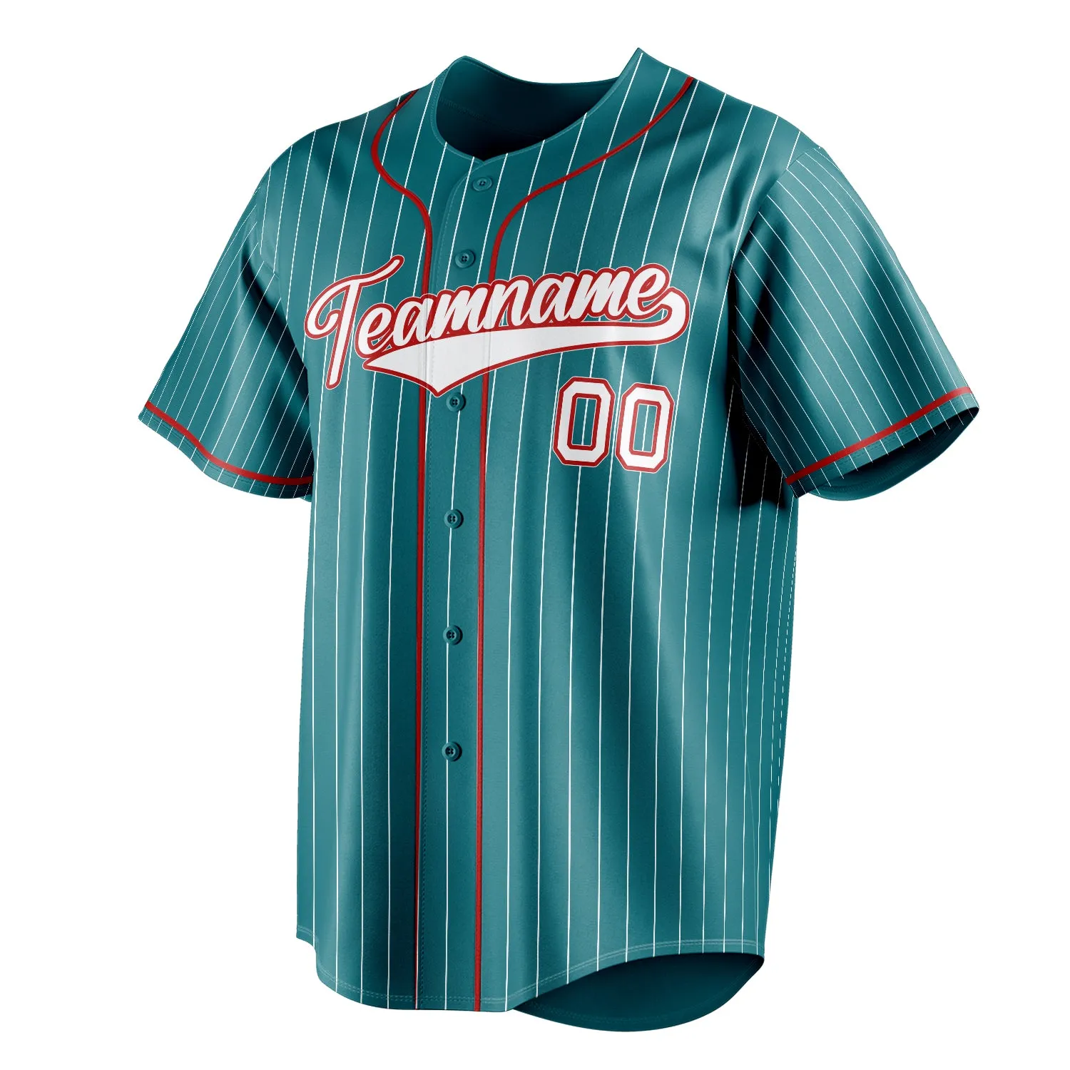 Custom Teal & White White Pinstripe Fan Baseball Jersey sold by Tailorly product image thumbnail 3