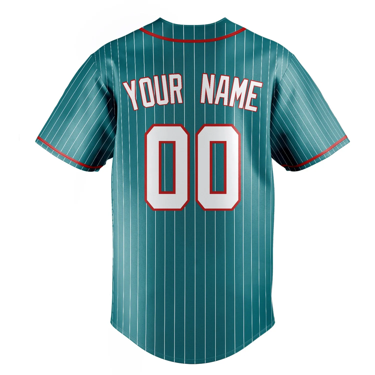 Custom Teal & White White Pinstripe Fan Baseball Jersey sold by Tailorly product image thumbnail 4