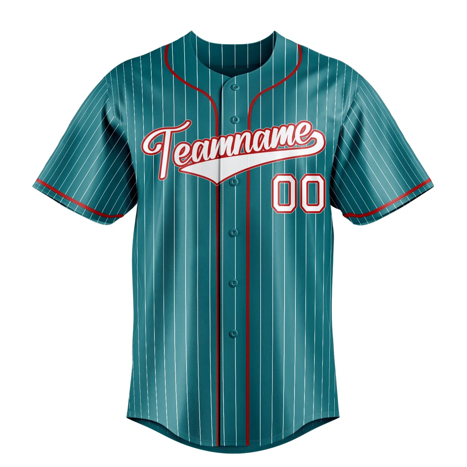 Custom Teal & White White Pinstripe Fan Baseball Jersey sold by Tailorly product image thumbnail 2