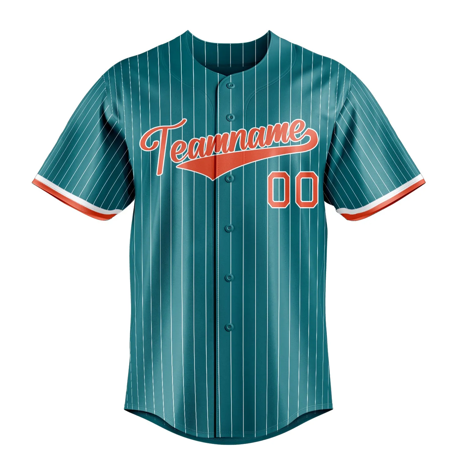 Custom Teal & Orange White Pinstripe Fan Baseball Jersey sold by Tailorly product image thumbnail 2