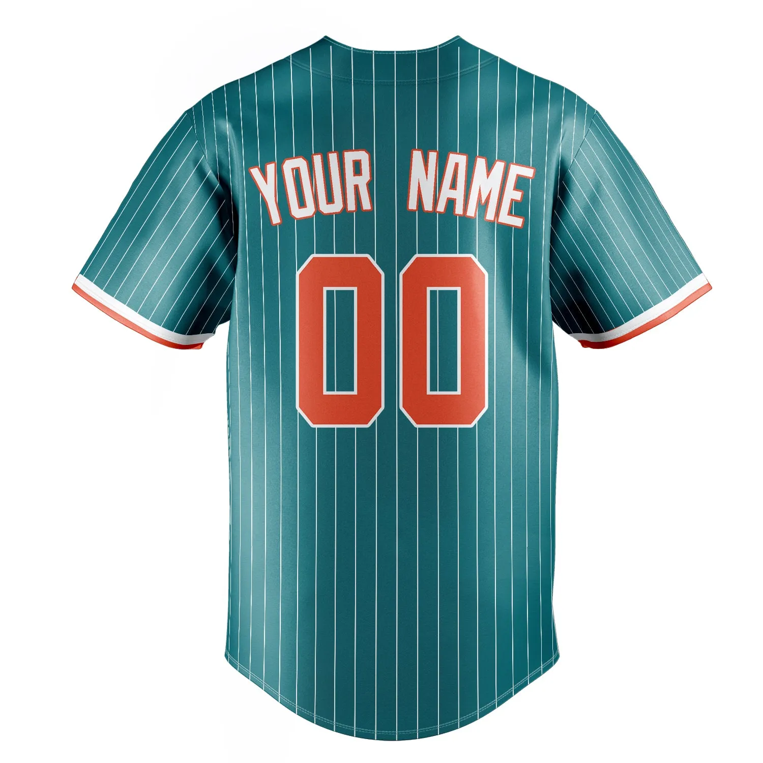 Custom Teal & Orange White Pinstripe Fan Baseball Jersey sold by Tailorly product image thumbnail 4