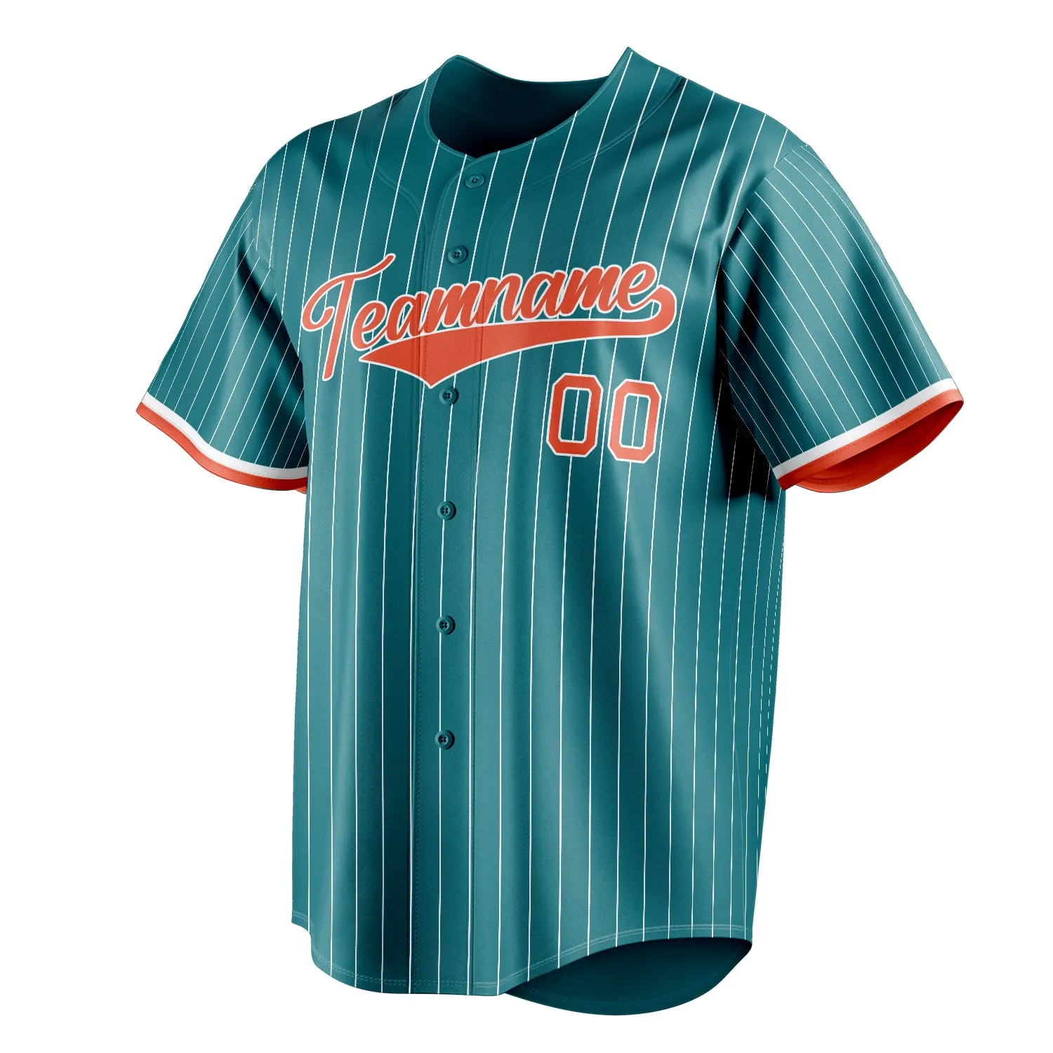 Custom Teal & Orange White Pinstripe Fan Baseball Jersey sold by Tailorly product image thumbnail 3