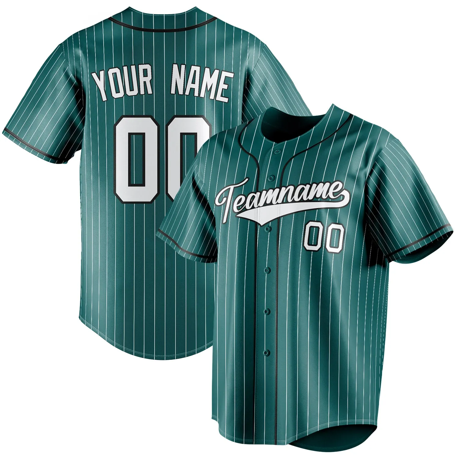 Custom Teal & White White Pinstripe Fan Baseball Jersey sold by Tailorly