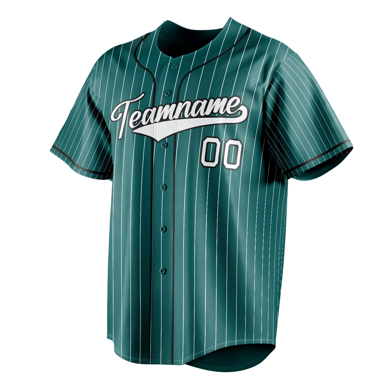 Custom Teal & White White Pinstripe Fan Baseball Jersey sold by Tailorly product image thumbnail 3