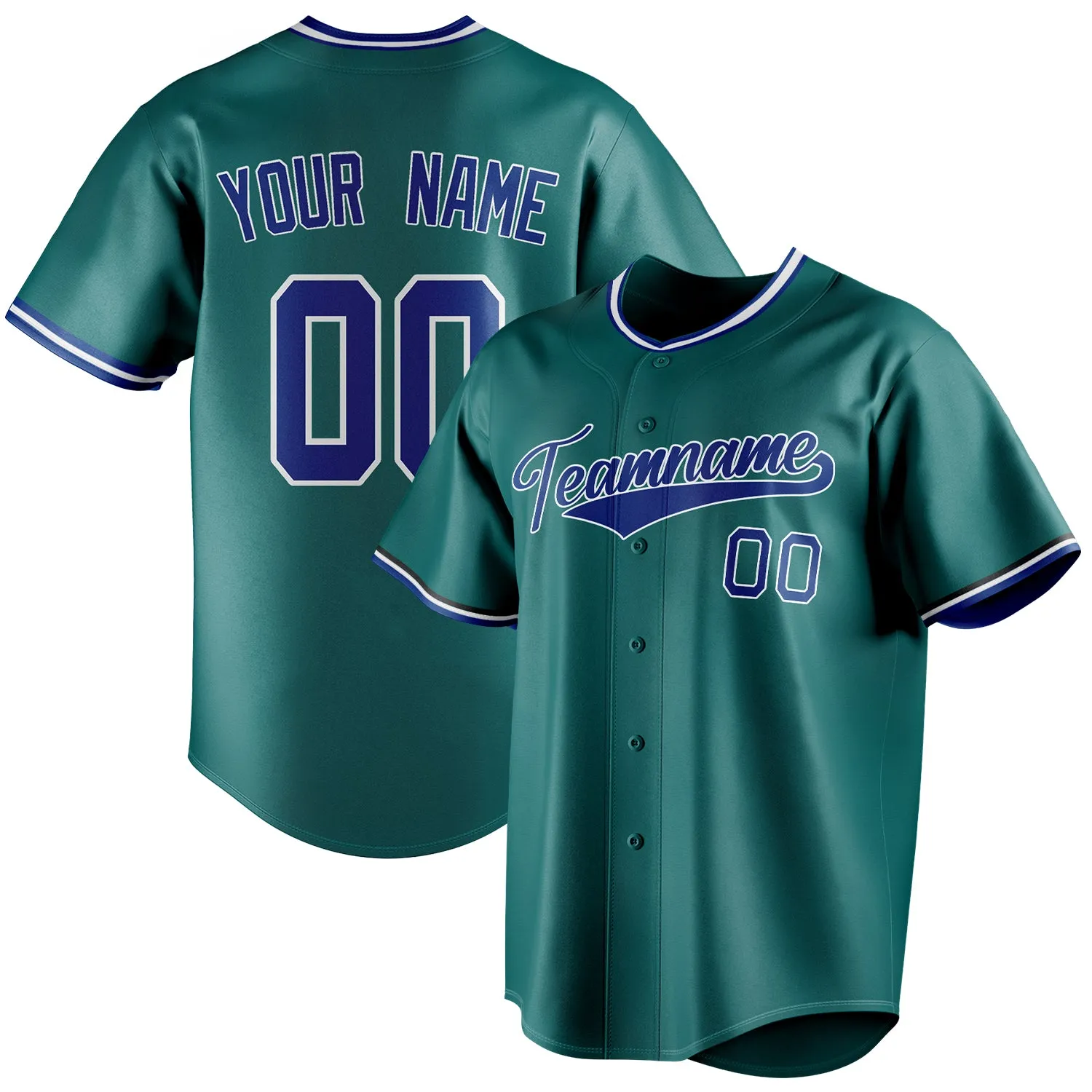 Custom Teal & Royal Color Fan Baseball Jersey sold by Tailorly