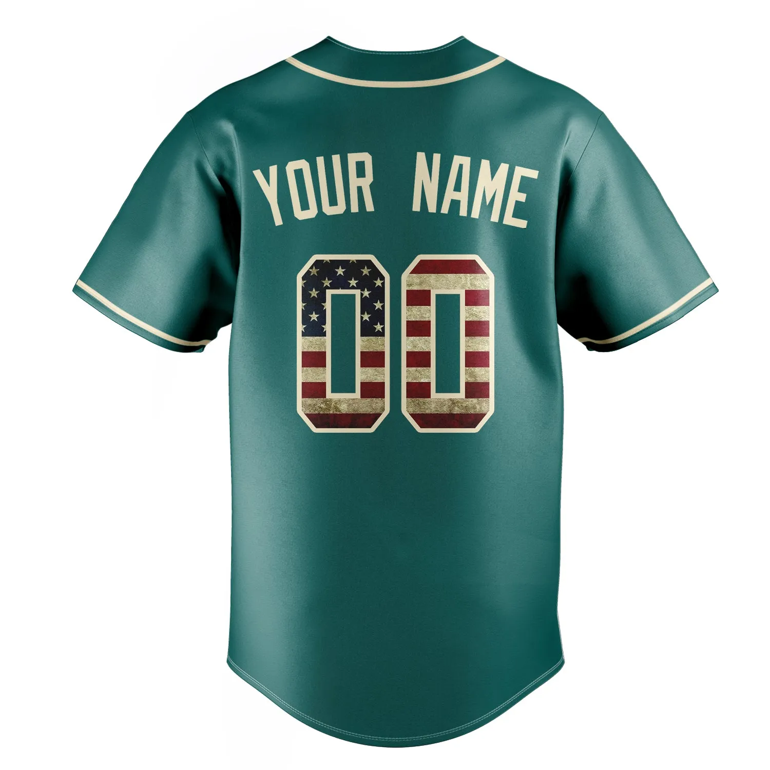 Custom Teal & Cream Vintage USA Flag Fan Baseball Jersey sold by Tailorly product image thumbnail 4