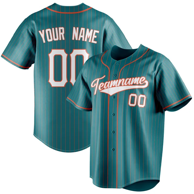Custom Teal & White Orange Pinstripe Fan Baseball Jersey sold by Tailorly