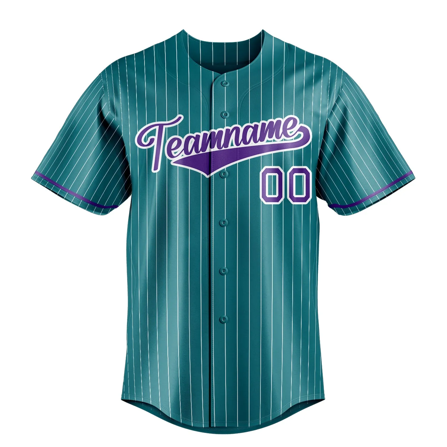 Custom Teal & Purple White Pinstripe Fan Baseball Jersey sold by Tailorly product image thumbnail 2