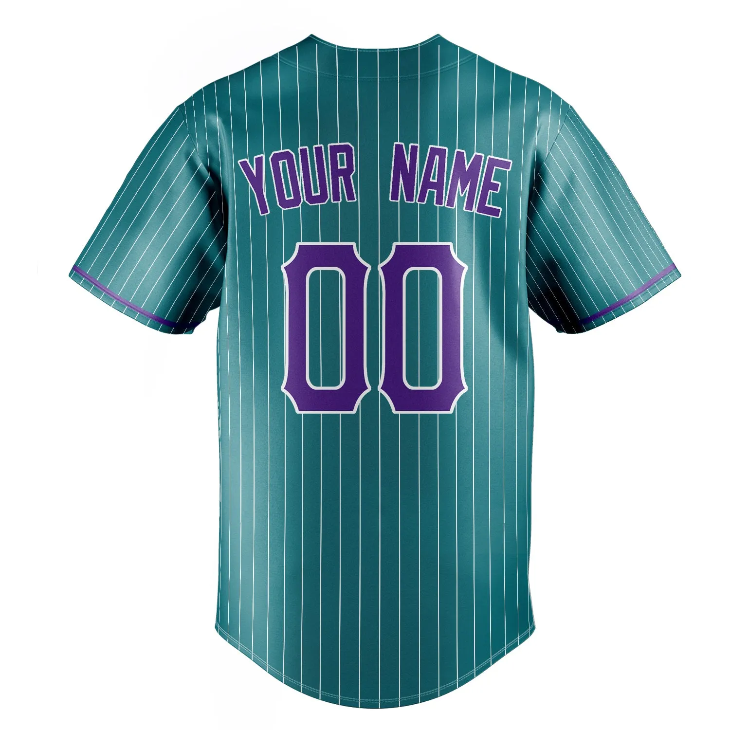 Custom Teal & Purple White Pinstripe Fan Baseball Jersey sold by Tailorly product image thumbnail 4
