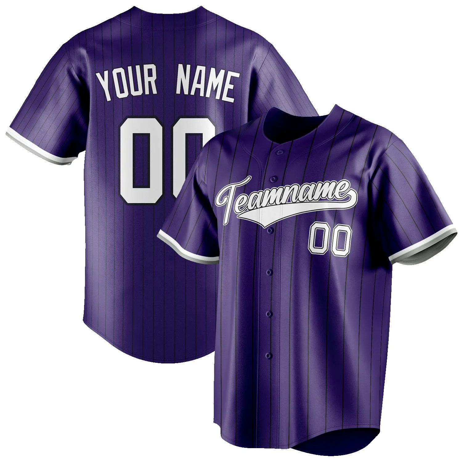 Custom Purple & White Black Pinstripe Fan Baseball Jersey sold by Tailorly