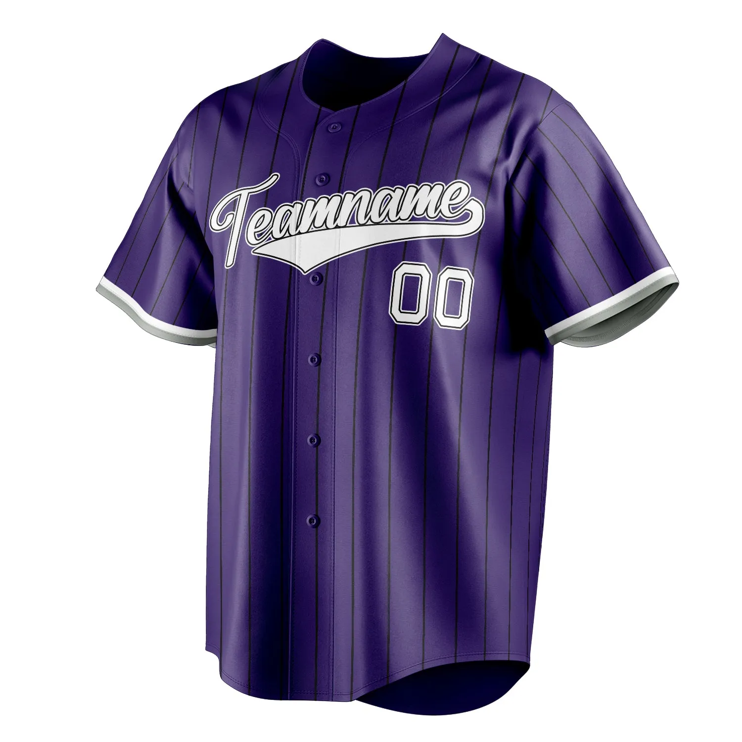 Custom Purple & White Black Pinstripe Fan Baseball Jersey sold by Tailorly product image thumbnail 3