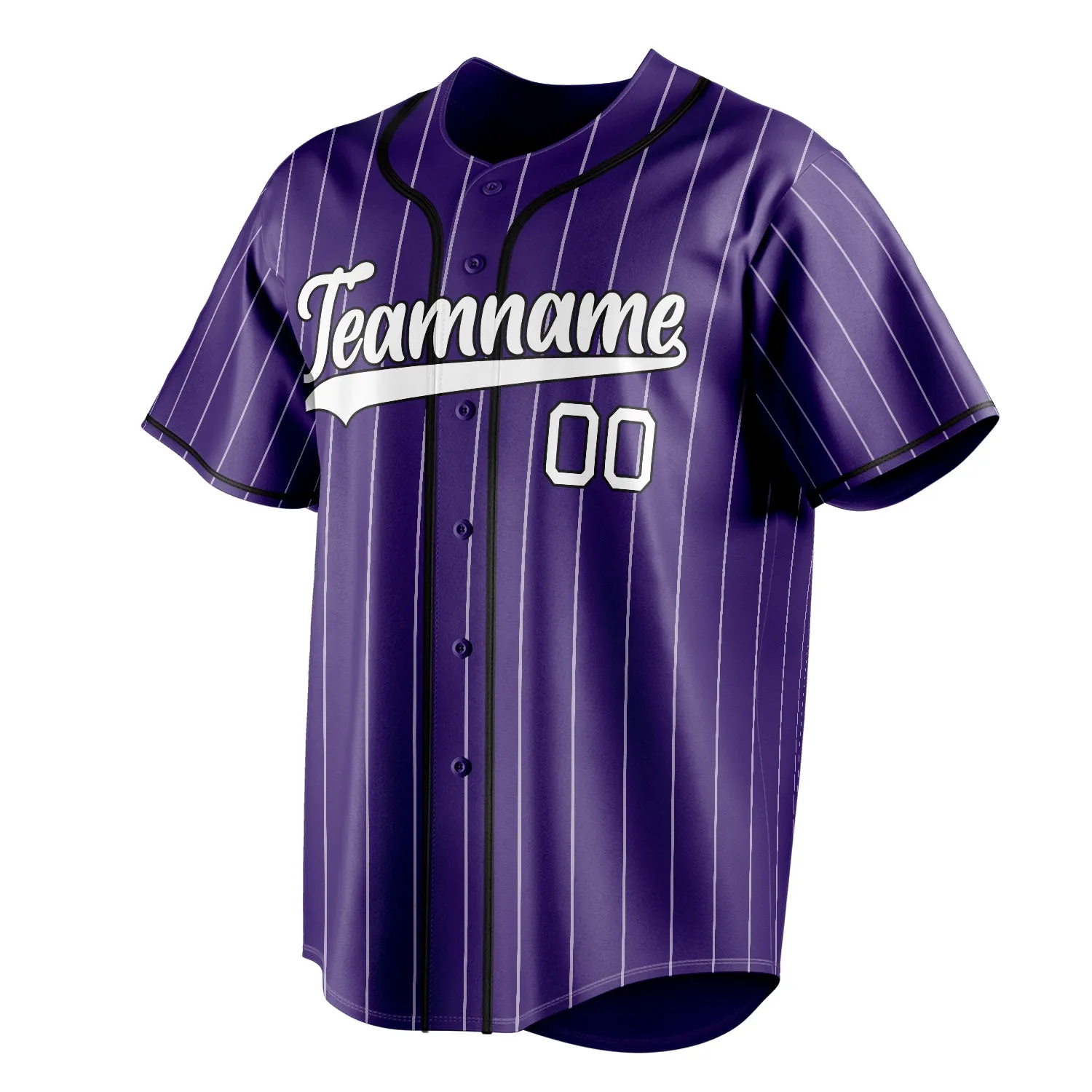 Custom Purple & White White Pinstripe Fan Baseball Jersey sold by Tailorly product image thumbnail 3