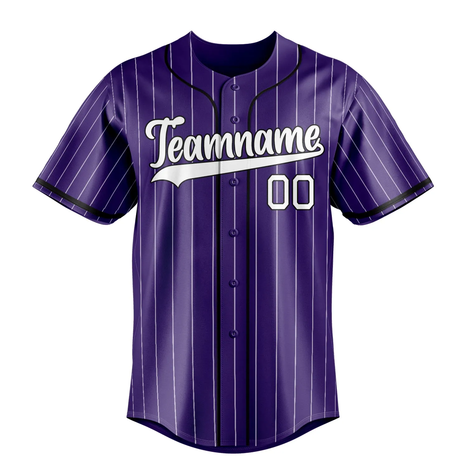 Custom Purple & White White Pinstripe Fan Baseball Jersey sold by Tailorly product image thumbnail 2
