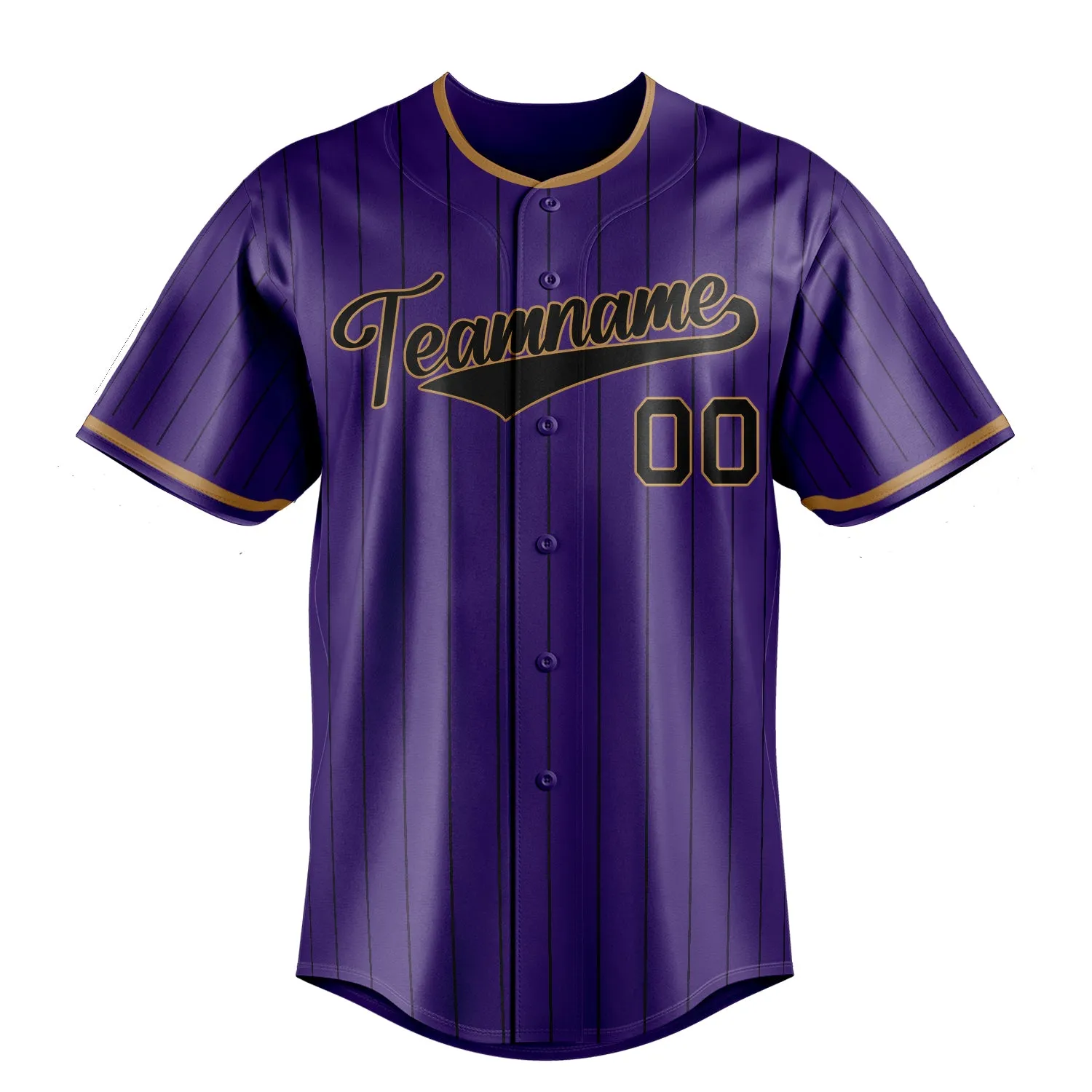 Custom Purple & Black Black Pinstripe Fan Baseball Jersey sold by Tailorly product image thumbnail 2