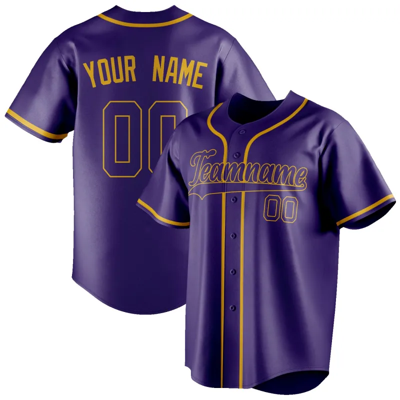 Custom Purple & Gold Color Fan Baseball Jersey sold by Tailorly