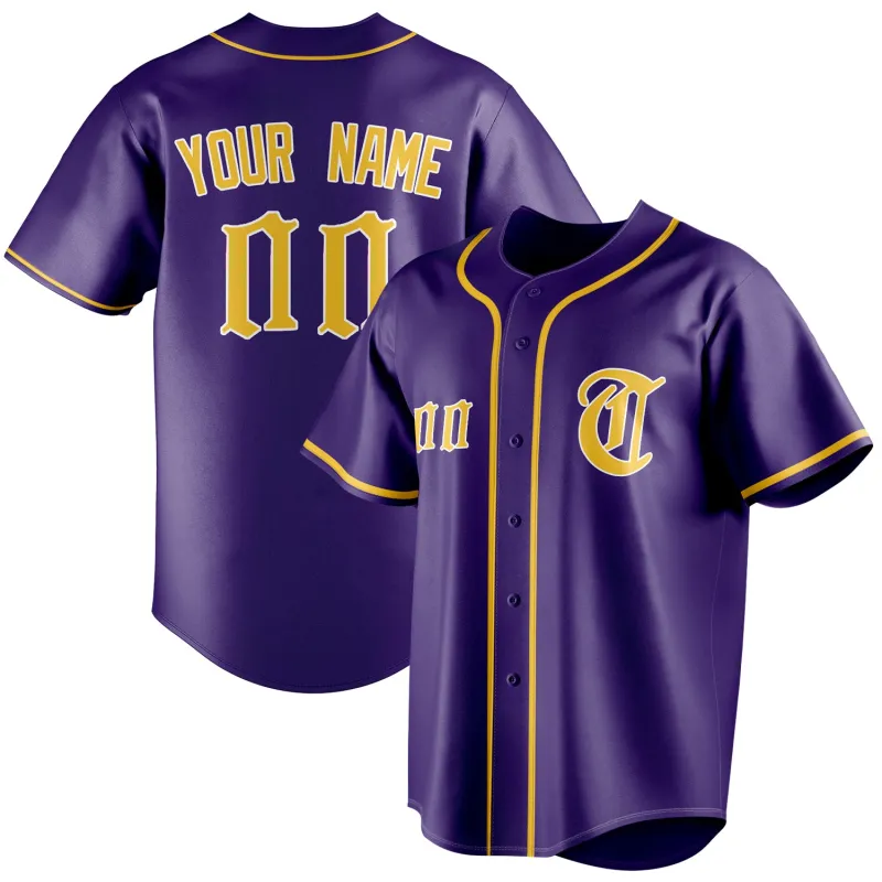 Custom Purple & Gold Color Fan Baseball Jersey sold by Tailorly