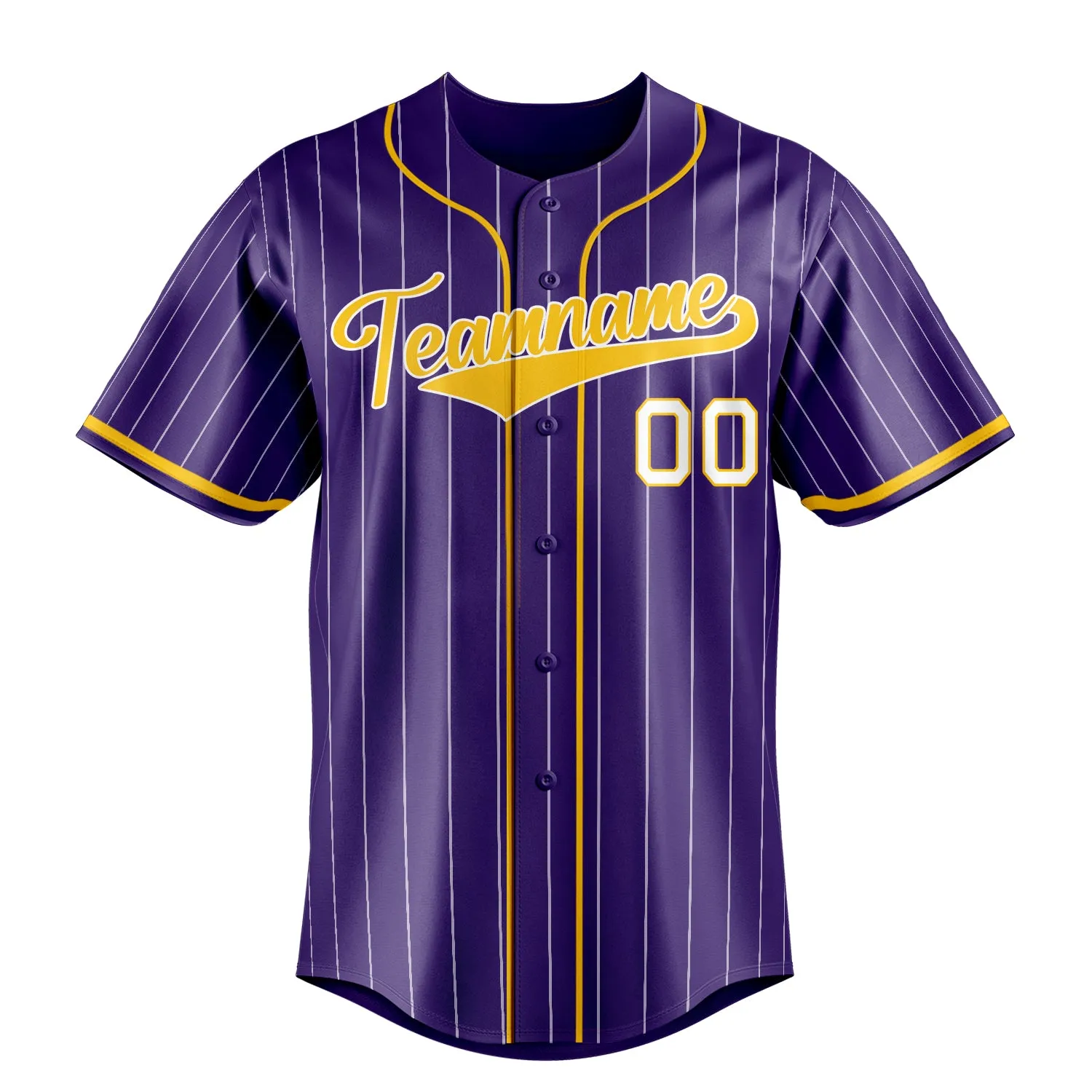 Custom Purple & Gold White Pinstripe Fan Baseball Jersey sold by Tailorly product image thumbnail 2