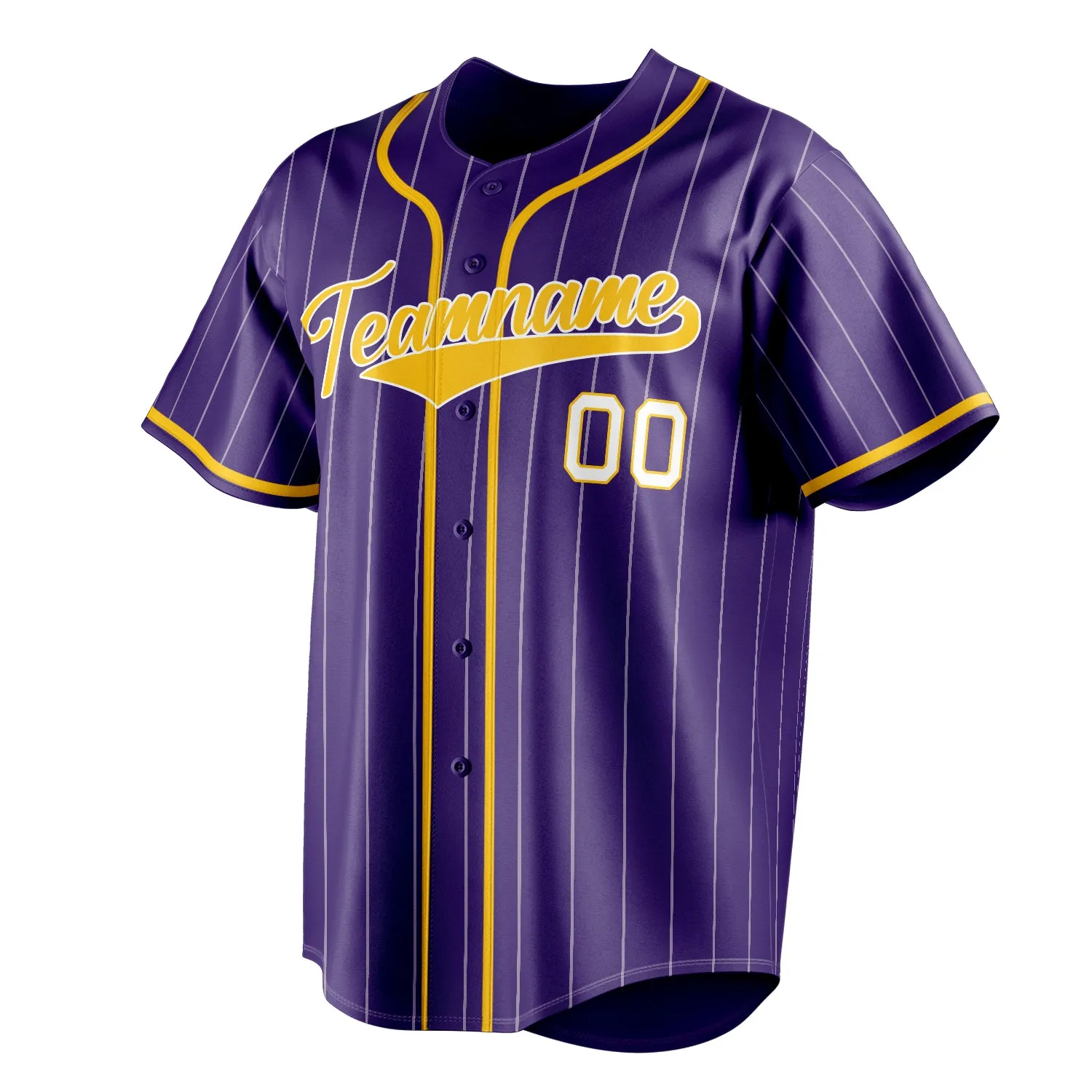 Custom Purple & Gold White Pinstripe Fan Baseball Jersey sold by Tailorly product image thumbnail 3