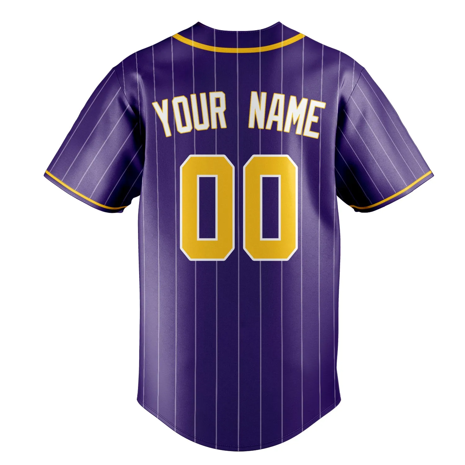 Custom Purple & Gold White Pinstripe Fan Baseball Jersey sold by Tailorly product image thumbnail 4