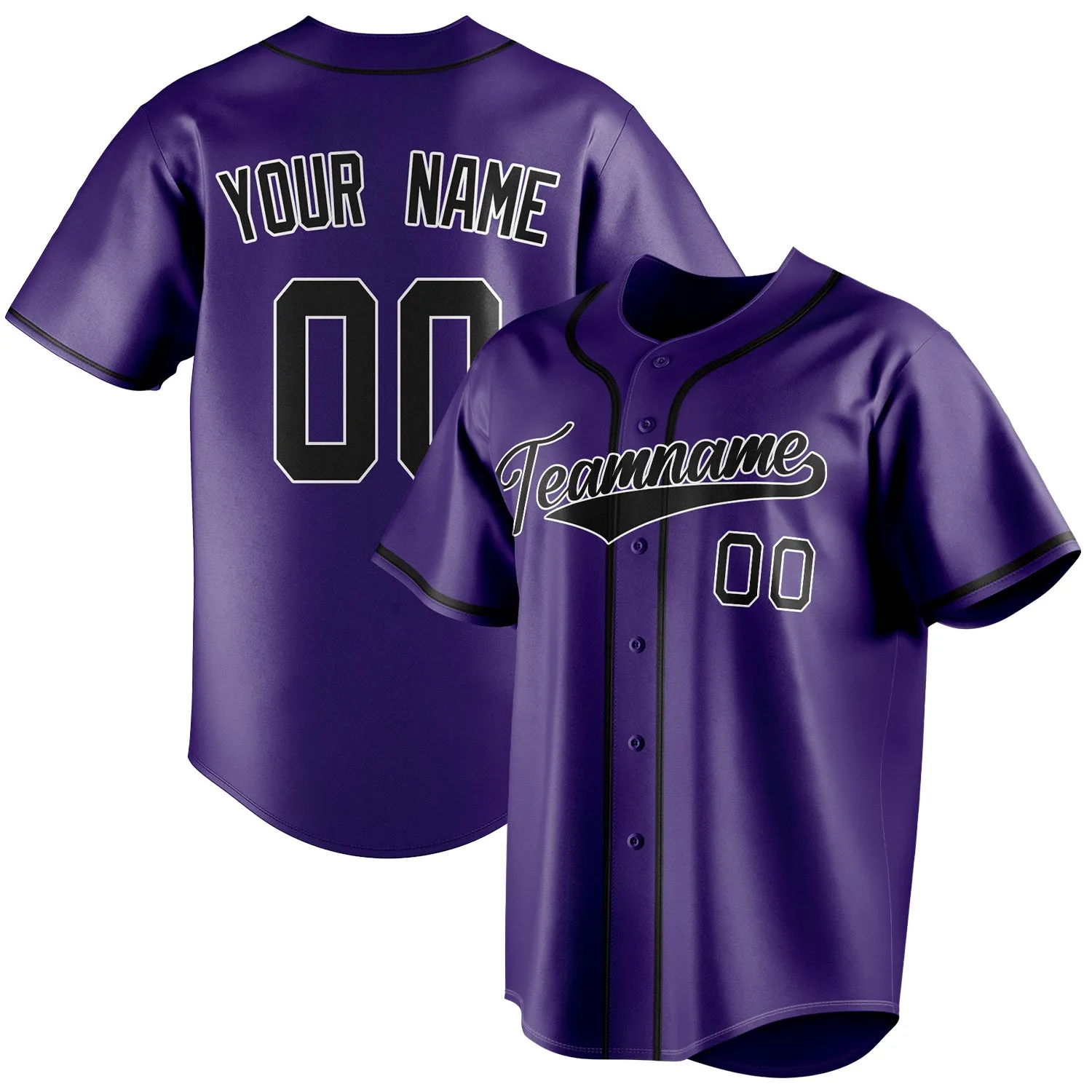 Custom Purple & Black Color Fan Baseball Jersey sold by Tailorly