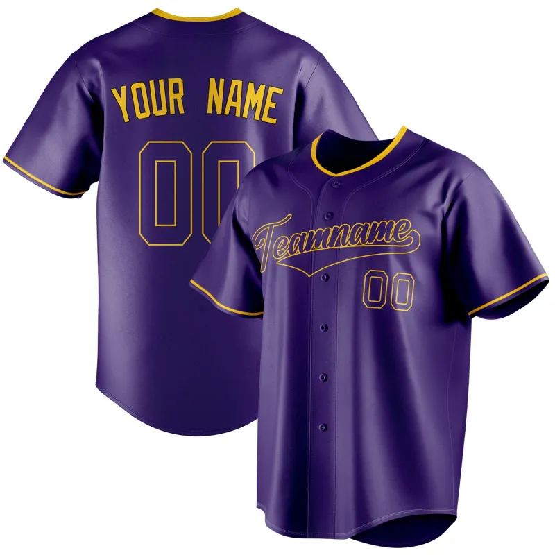 Custom Purple & Gold Color Fan Baseball Jersey sold by Tailorly