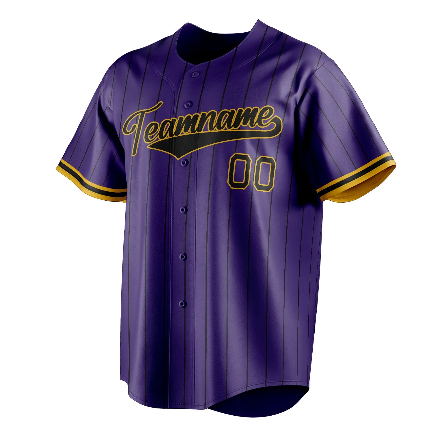 Custom Purple & Black Black Pinstripe Fan Baseball Jersey sold by Tailorly product image thumbnail 3