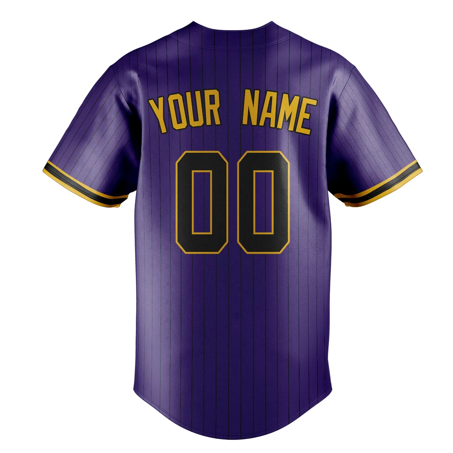 Custom Purple & Black Black Pinstripe Fan Baseball Jersey sold by Tailorly product image thumbnail 4