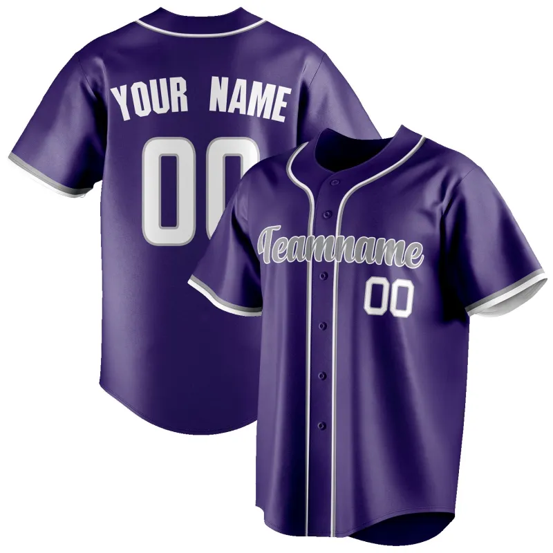 Custom Purple & Gray Color Fan Baseball Jersey sold by Tailorly