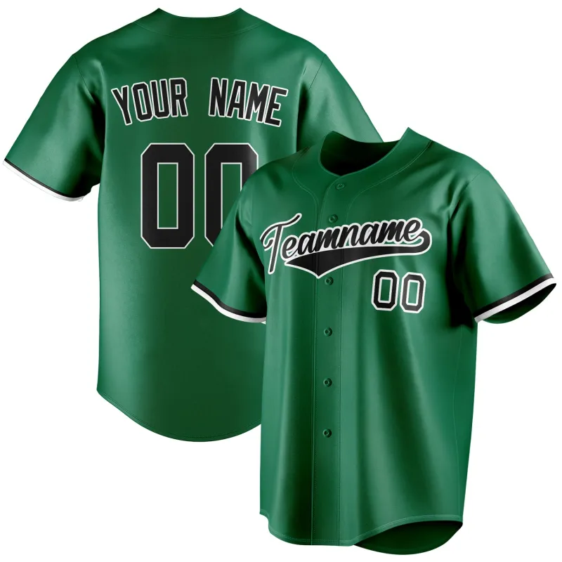 Custom Kelly Green & Black Color Fan Baseball Jersey sold by Tailorly