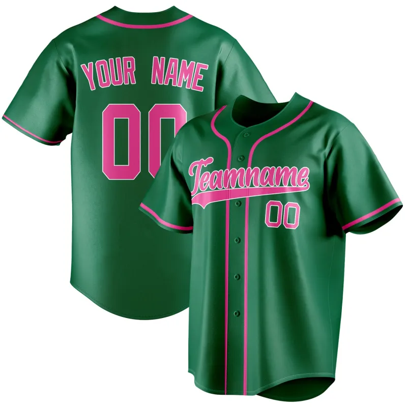 Custom Kelly Green & Pink Color Fan Baseball Jersey sold by Tailorly