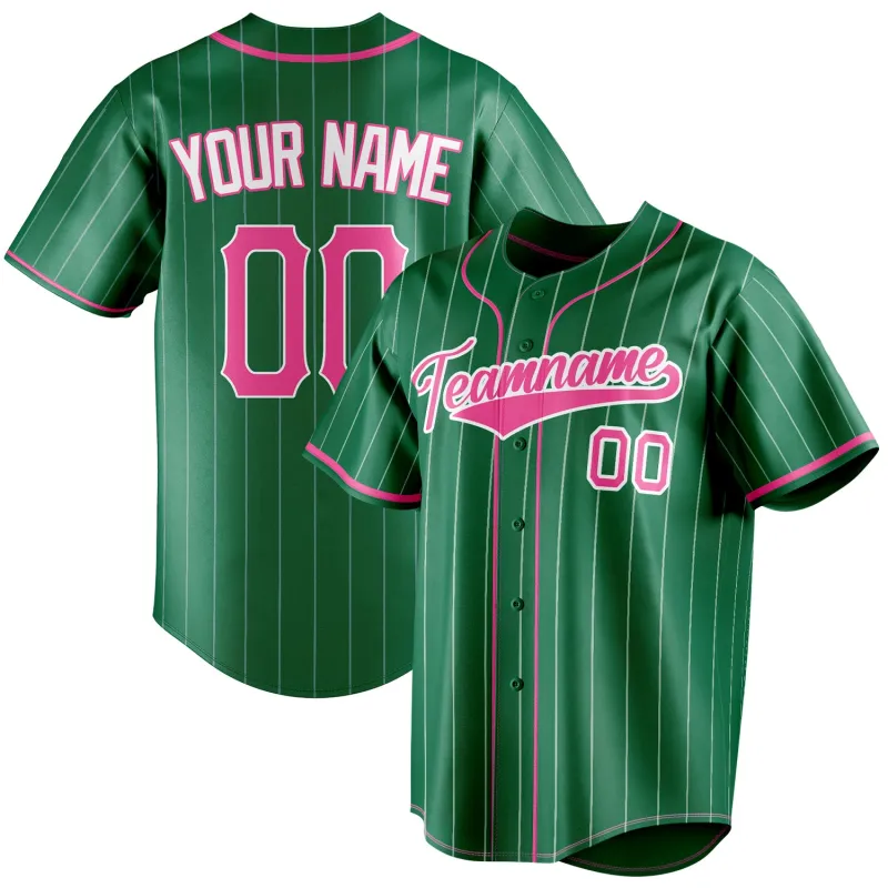 Custom Kelly Green & Pink Color Fan Baseball Jersey sold by Tailorly