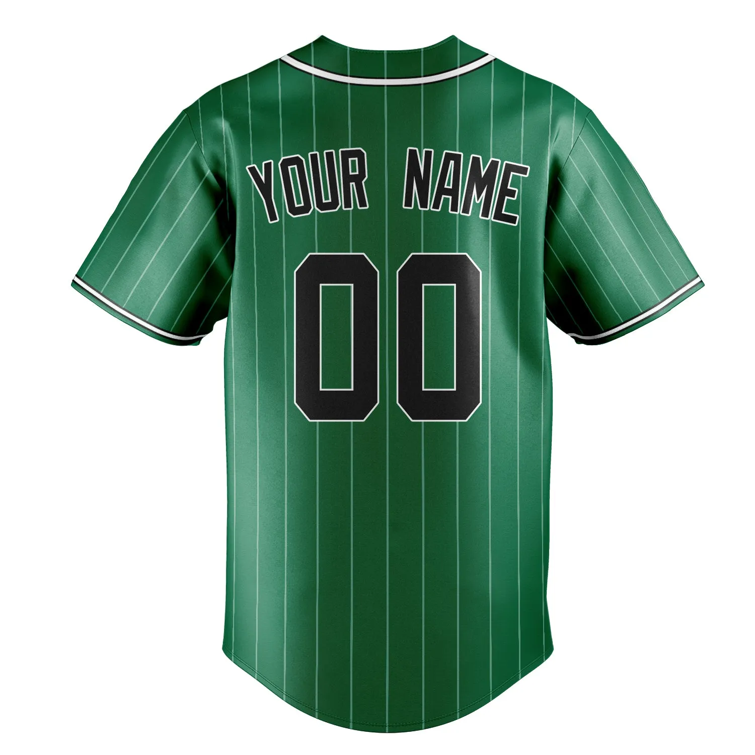 Custom Kelly Green & Black White Pinstripe Fan Baseball Jersey sold by Tailorly product image thumbnail 4