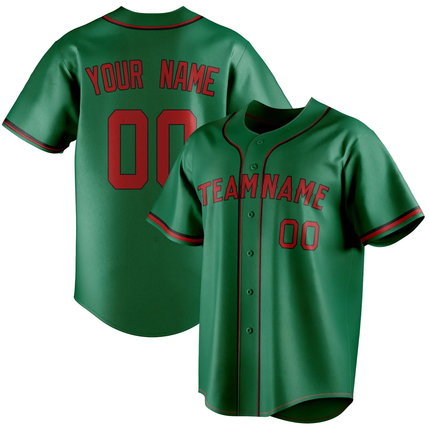 Custom Kelly Green & Red Color Fan Baseball Jersey sold by Tailorly