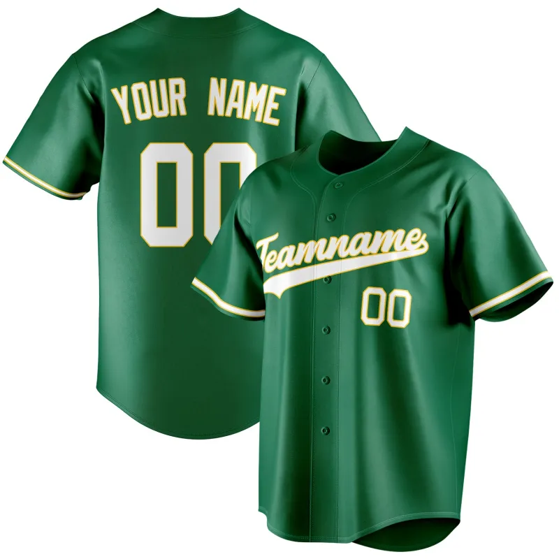Custom Kelly Green & White Color Fan Baseball Jersey sold by Tailorly