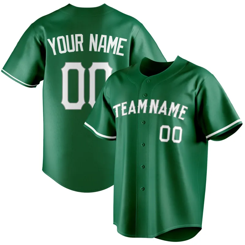 Custom Kelly Green & White Color Fan Baseball Jersey sold by Tailorly