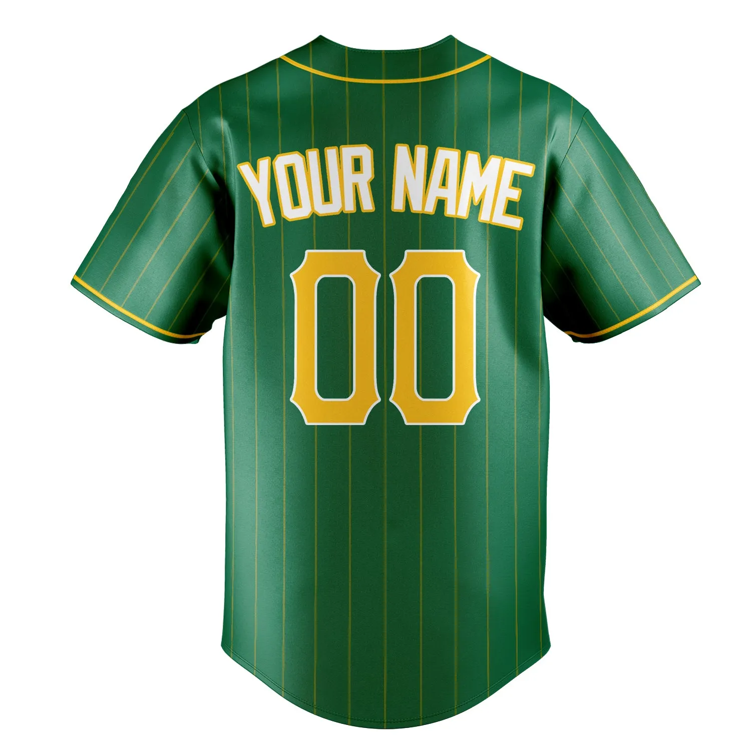 Custom Kelly Green & Gold Gold Pinstripe Fan Baseball Jersey sold by Tailorly product image thumbnail 4