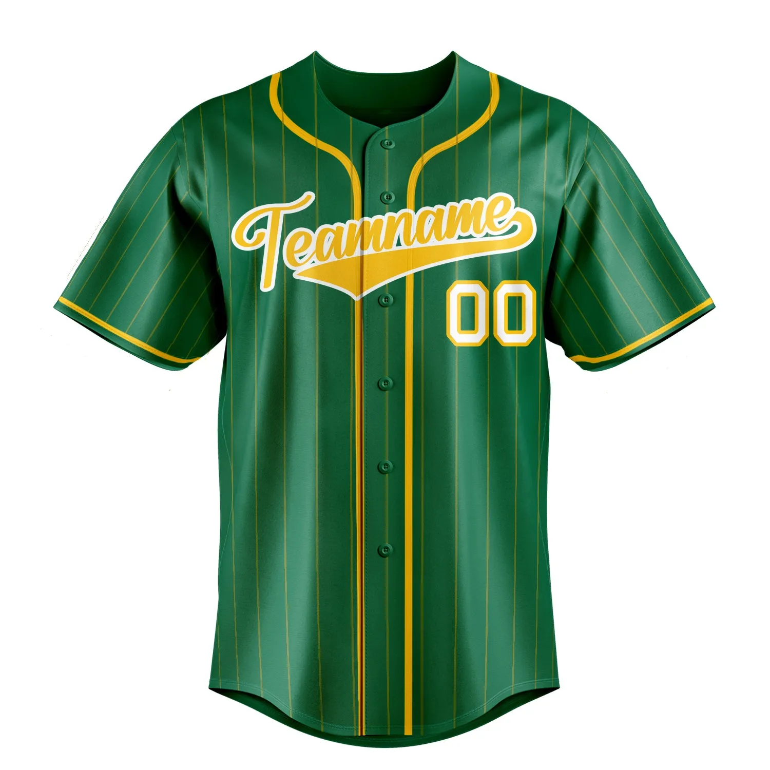Custom Kelly Green & Gold Gold Pinstripe Fan Baseball Jersey sold by Tailorly product image thumbnail 2