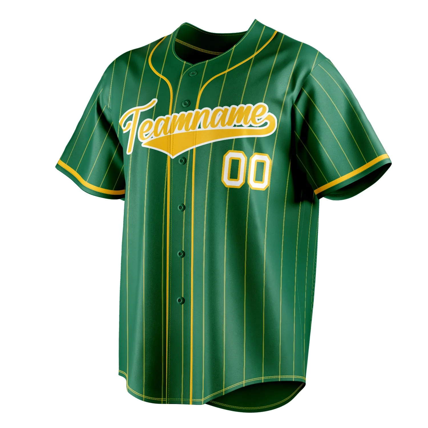 Custom Kelly Green & Gold Gold Pinstripe Fan Baseball Jersey sold by Tailorly product image thumbnail 3