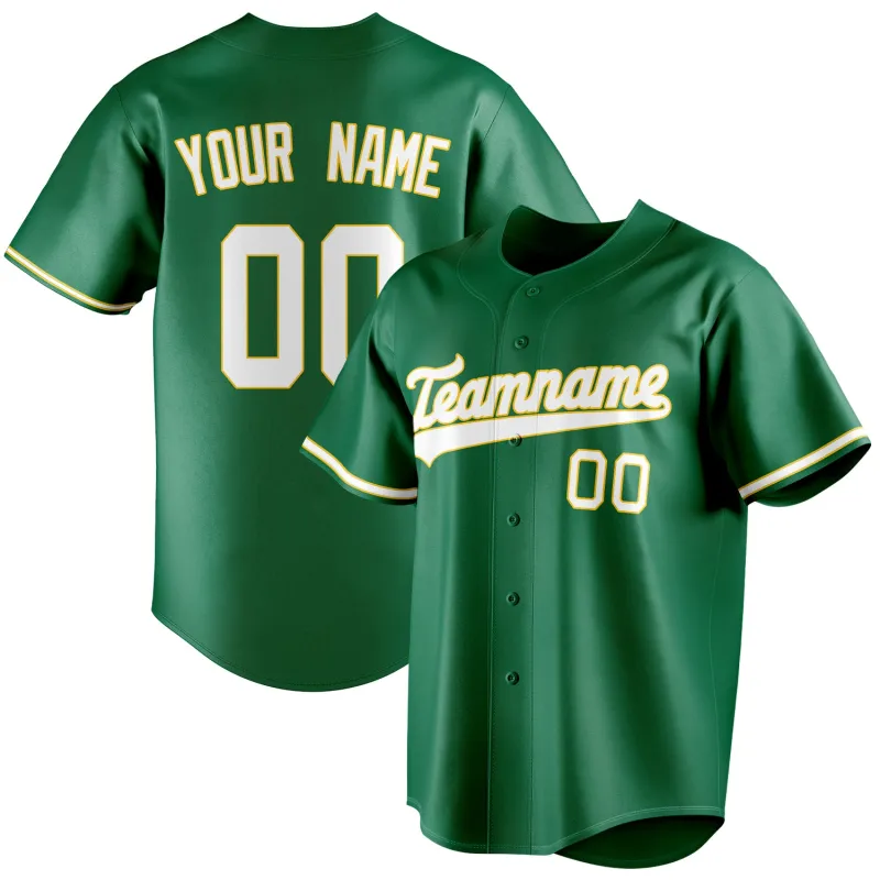 Custom Kelly Green & White Color Fan Baseball Jersey sold by Tailorly