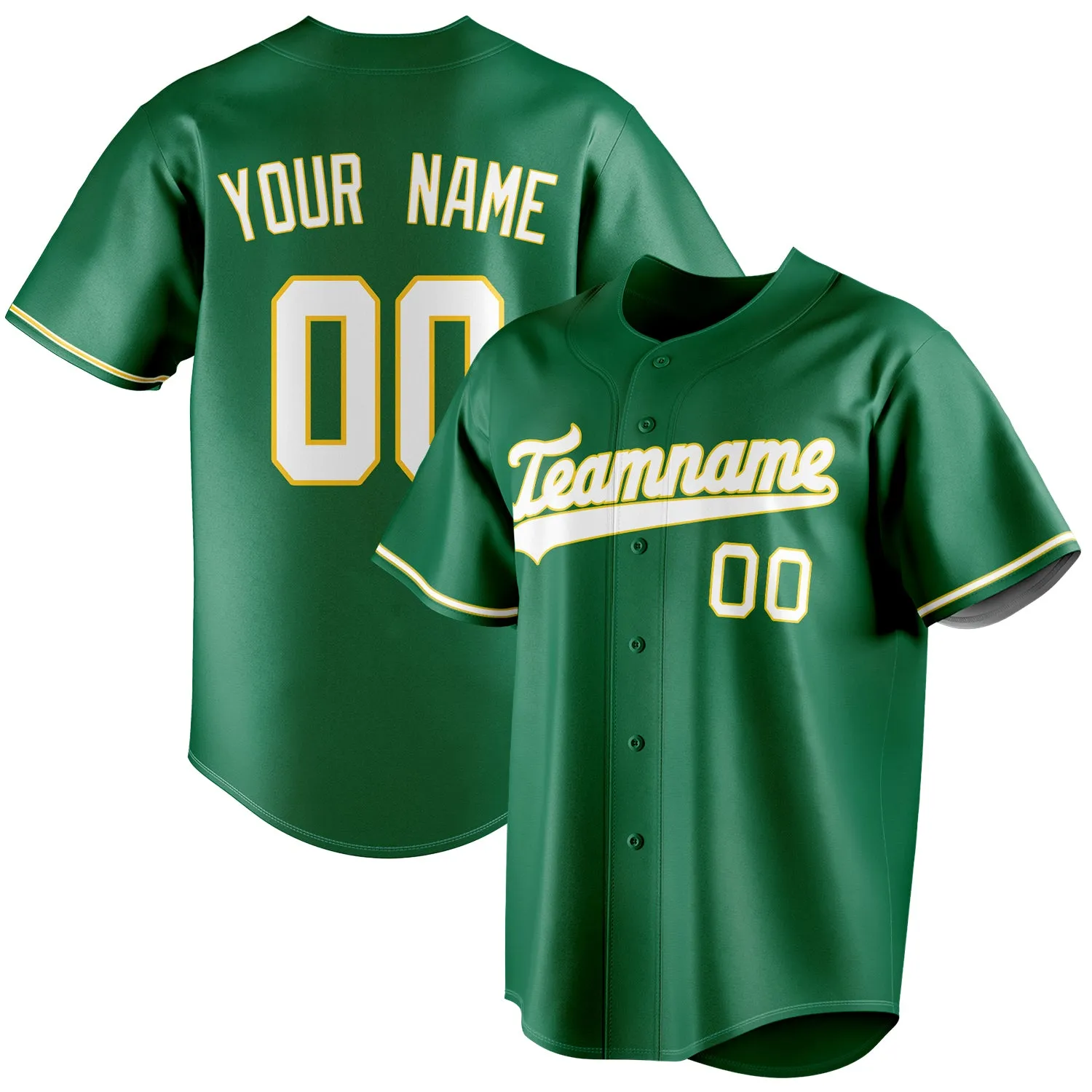 Custom Kelly Green & White Color Fan Baseball Jersey sold by Tailorly