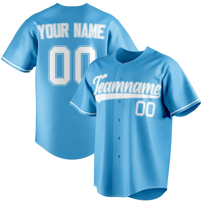 Custom Sky Blue & White Color Fan Baseball Jersey sold by Tailorly