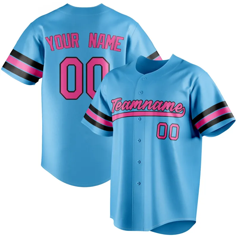 Custom Sky Blue & Pink Color Fan Baseball Jersey sold by Tailorly
