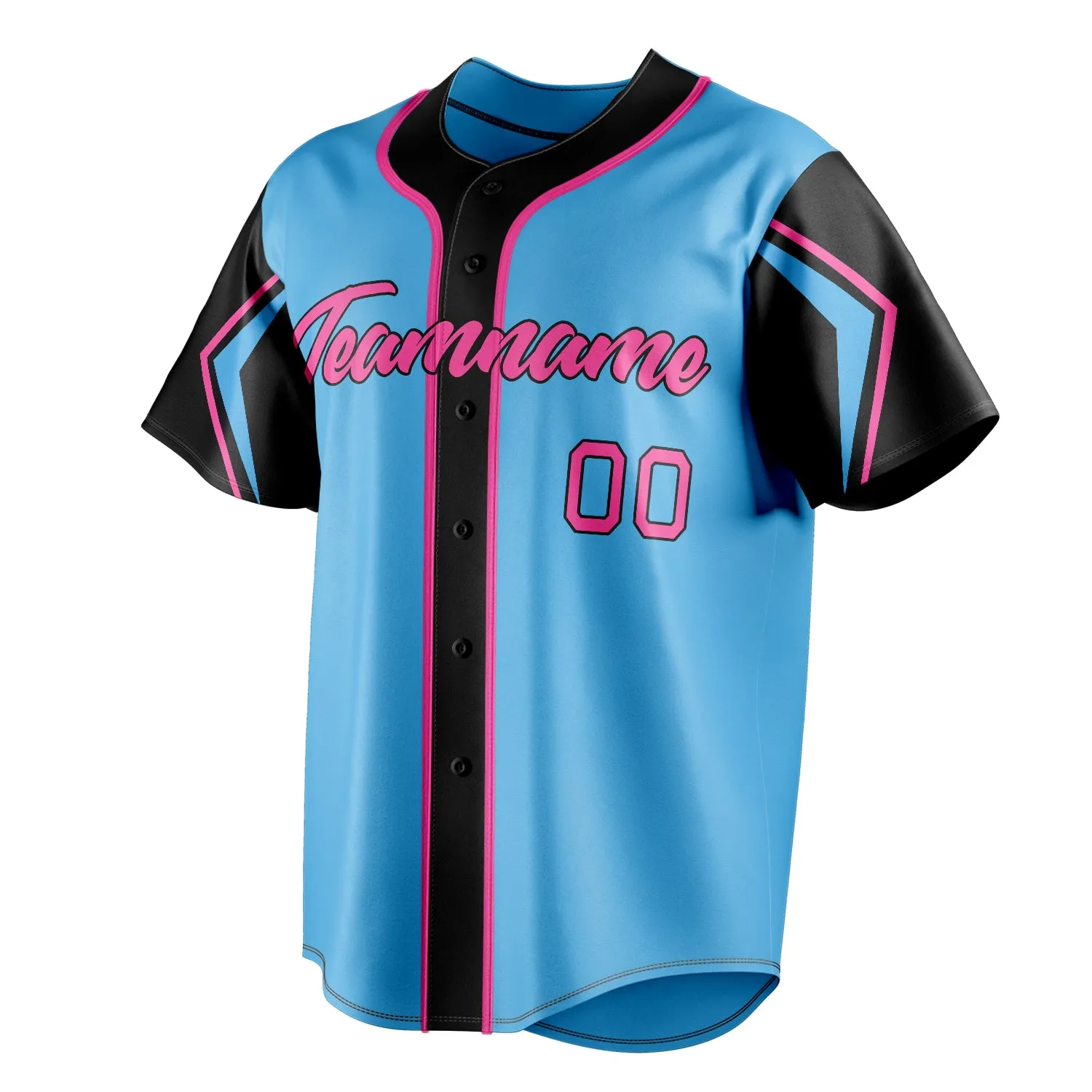 Custom Sky Blue & Black 3 Colors Arm Shapes Fan Baseball Jersey sold by Tailorly product image thumbnail 3